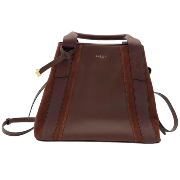Radley Handbags - NWT Radley Baylis Road Brown Leather Satchel, Pebble Leather, and Suede